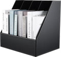 KINGFOM 4-Slot Wood Leather Document Files Holder Rack Stand Desk Files