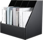 KINGFOM 4-Slot Wood Leather Document Files Holder Rack Stand Desk Files by KingfomLeatherHomeOfficeDecor