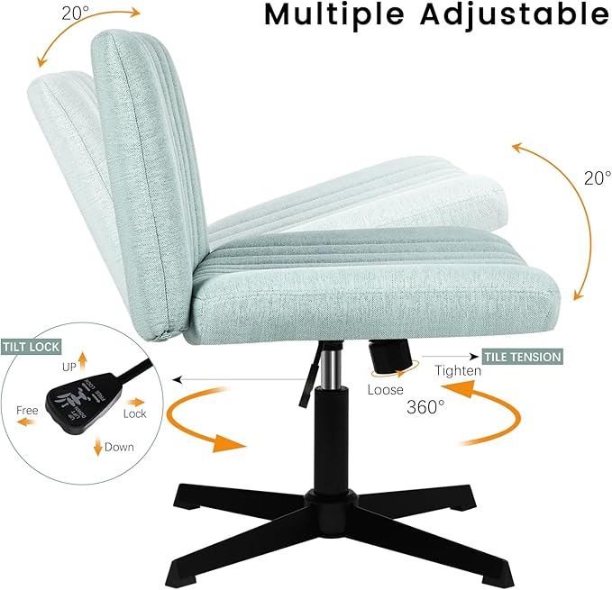 PUKAMI Criss Cross Chair, Armless Cross Legged Office Desk Chair No Wheels - Image 6