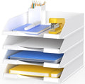4 Pack Stackable Paper Trays for Letter Documents, Desktop File Organizers for by Delifox