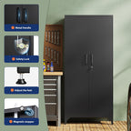 yizosh metal garage storage cabinet with 2 doors, side view