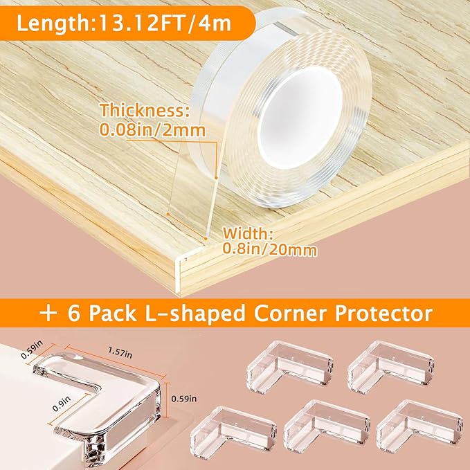 Corner Protectors Baby Proofing, 0.8 in x 13.12 FT Clear Edge Protector Strip - Image 2