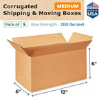 IDL Packaging - B-1266-5 Small Corrugated Shipping Boxes 12"L x 6”W x 6"H - - Image 2
