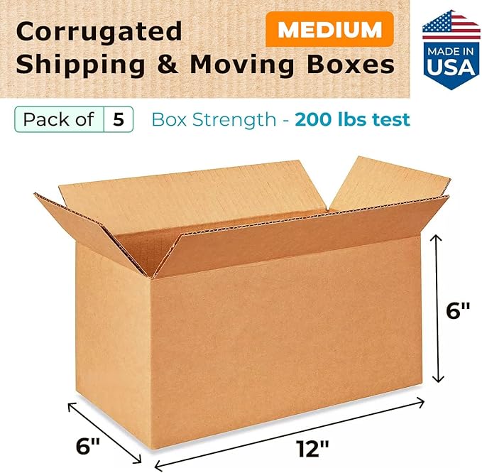 IDL Packaging - B-1266-5 Small Corrugated Shipping Boxes 12"L x 6”W x 6"H - - Image 2