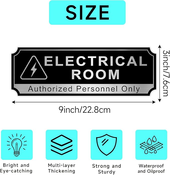 Electrical Room Sign for Business Door, Self-Adhesive Durable Modern Electric - Image 2