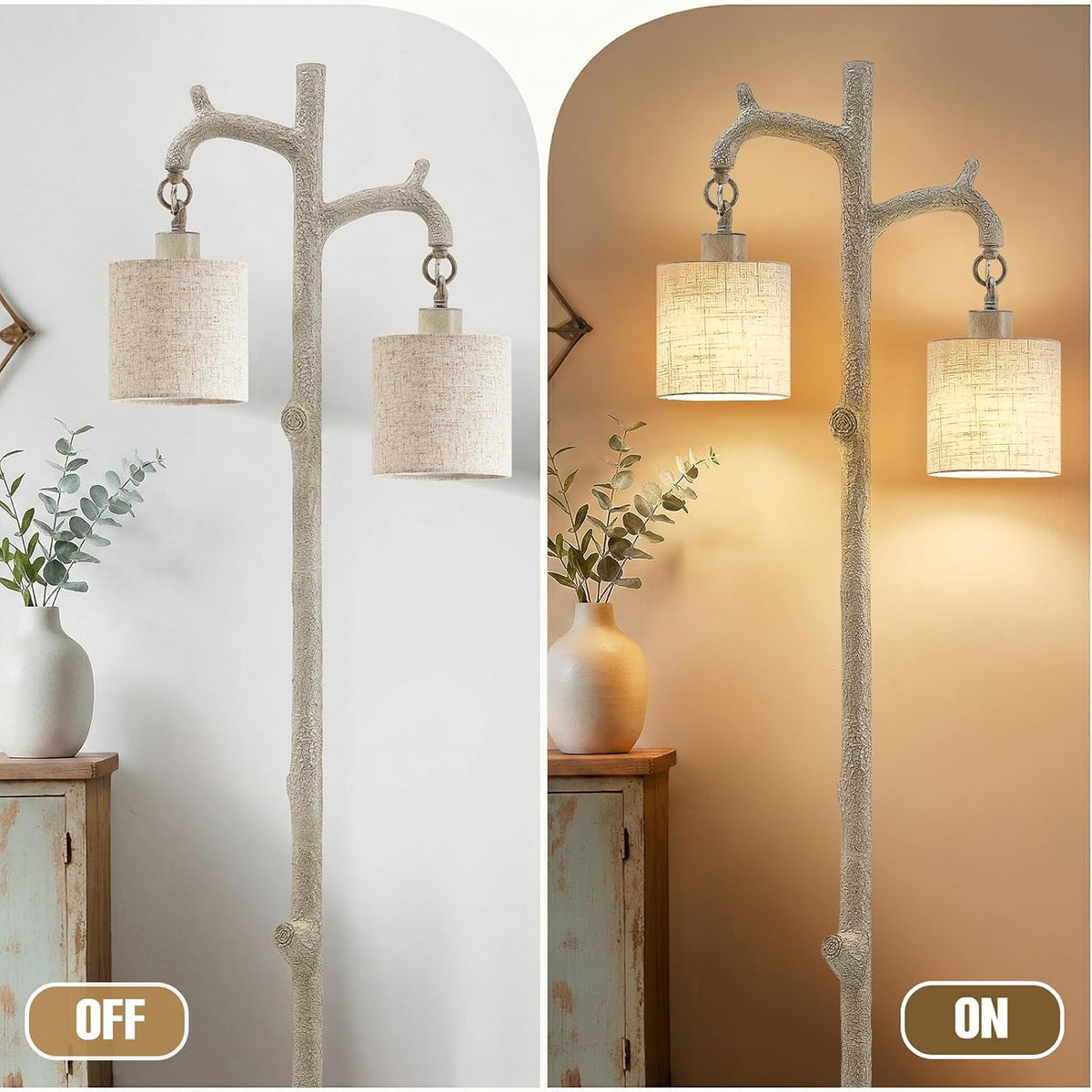 EJIAXIN Floor Lamp for Living Room - 69" Rustic Tree Trunk Standing Lamp...