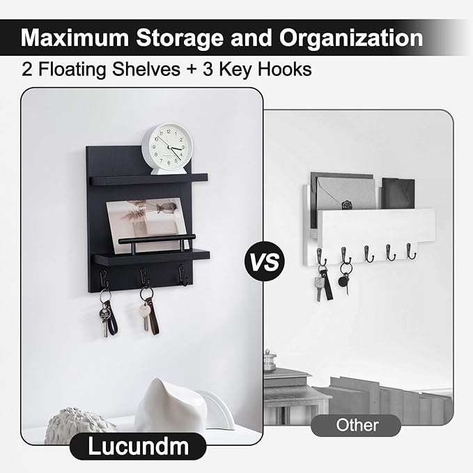 Lucundm Key Holder Wall Mount, Mail Shelf Decor - Image 4