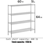 Regal Altair 18" Deep x 60" Wide x 64" Height Wire Shelving Kit | 4-Tier | NSF - Image 3