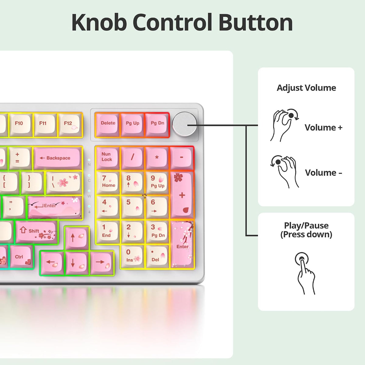 Wired Creamy Gaming Keyboard with Number Pad, 96% Hot-swappable Mechanical Ke...