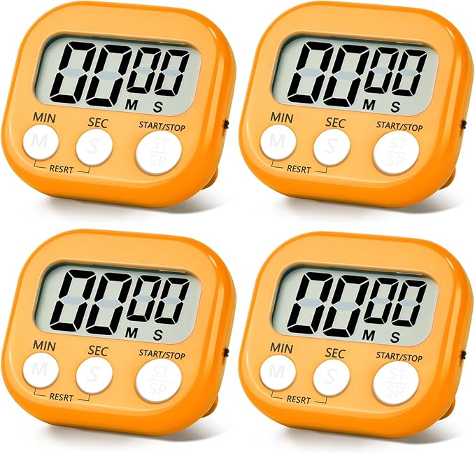 4 Pack Orange Digital Kitchen Timer Magnetic Digital Timer by Unknown