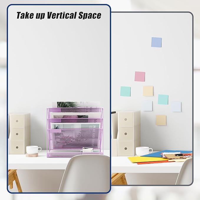 EASEPRES Desk File Organizer Mesh 4-Tier, Hanging Wall Mount Document - Image 4