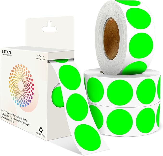 Fluorescent Green 1 Inch Round Color Coding Labels by Unknown