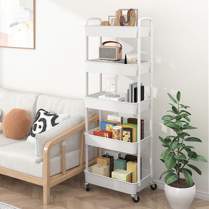 Sywhitta 5-Tier Plastic Rolling Utility Cart - Image 7