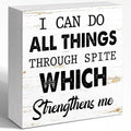 WUZYOU I Can Do All Things Through Desk Sign Wood Block Decor, Inspirational by WUZYOU