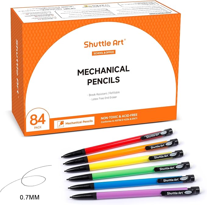 Shuttle Art Mechanical Pencils, 84 Pack Bulk Mechanical Pencils 0.7mm Medium by ShuttleArt