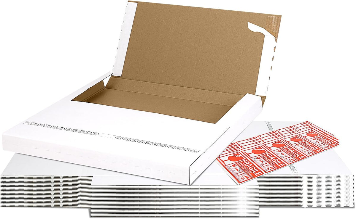 horlimer 25 pack 12.8x12.8x1 self-sealing shipping boxes, vinyl, main product view