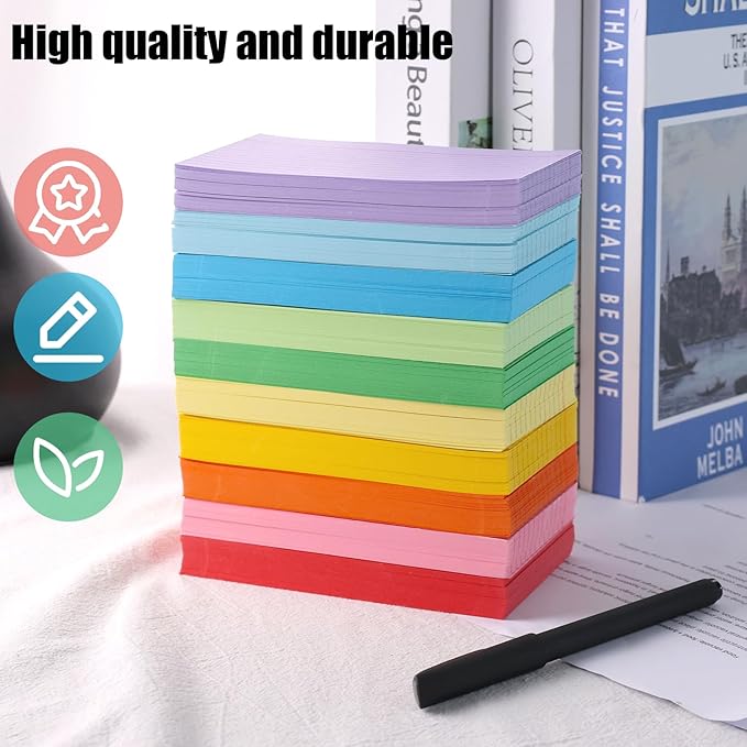 Koogel 500PCS Index Cards 3x5, Colored Lined Ruled Flash Cards - Image 3