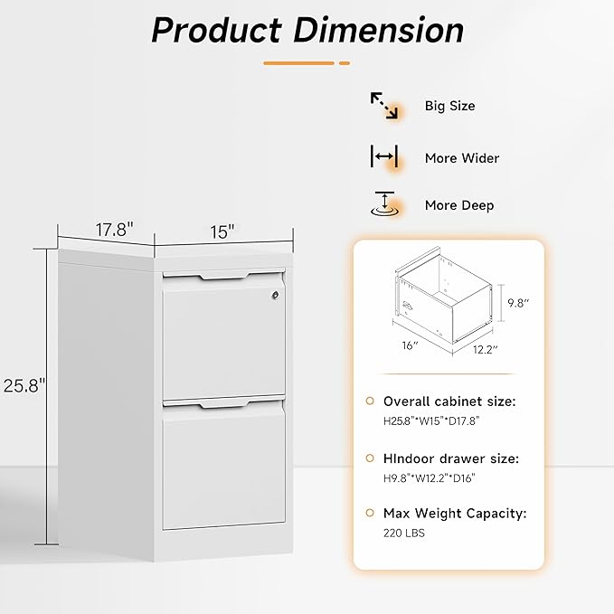 Bestoo 2-Drawer File Cabinet - Image 3