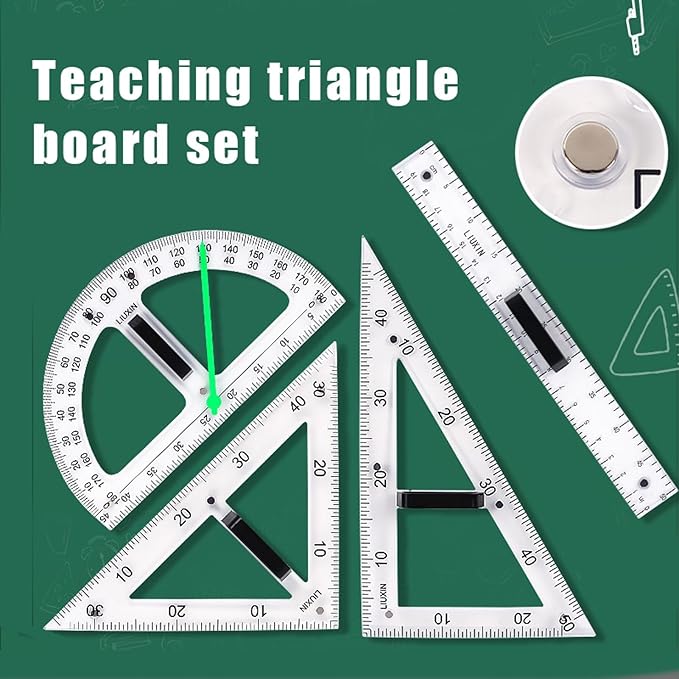 Magnetic Geometry Tool, Protractor, Triangle Rulers Easy Attachment Blackboard - Image 2
