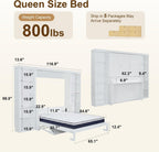 Olela Murphy Bed Queen Size with Mattress Desk and Bookcase, Vertical Murphy Wall Bed Cabinet Desk and Bookshelf Storage Combo, Space Saving Hideaway Beds for Home Office Guest Room, White