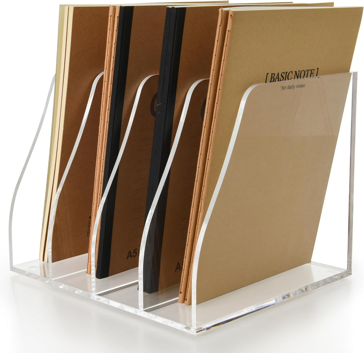 Acrylic Magazine File Holder, 4 Vertical Compartments Desk Document Sorter Or...
