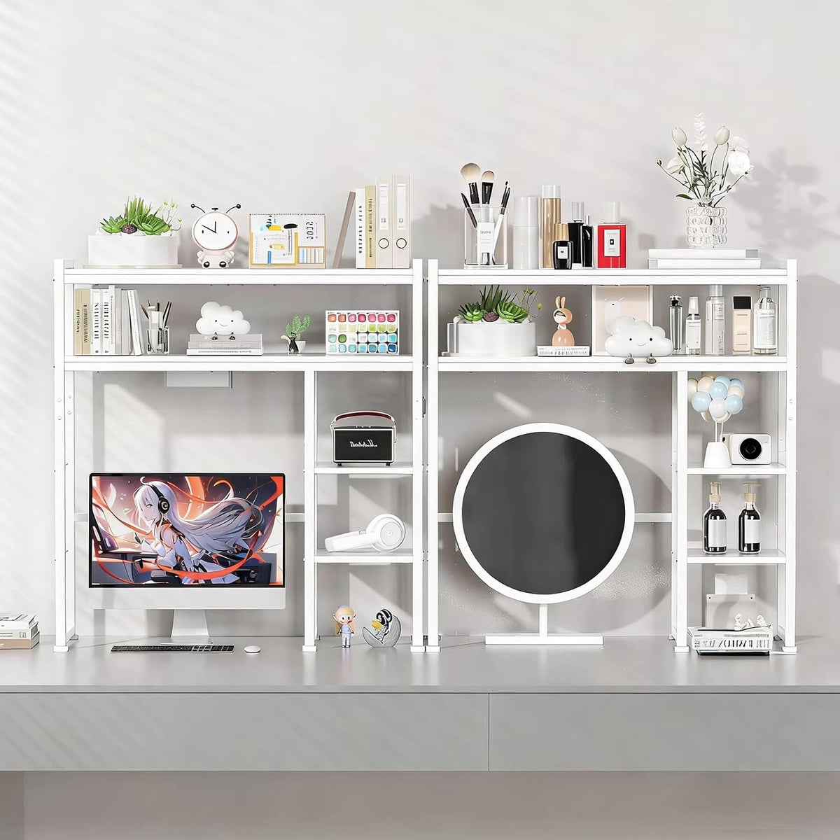 Aetheris Desktop Organizer Shelf, 30" Wooden Office Storage Rack, Displa...