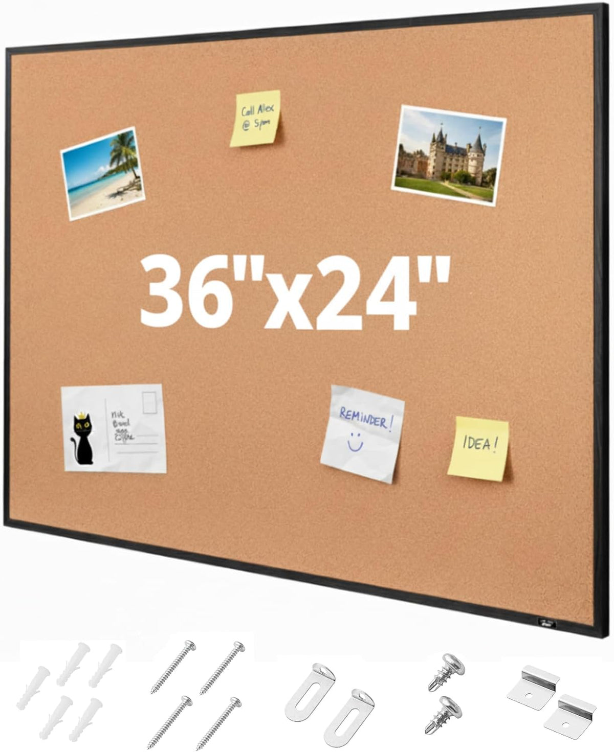 Mr. Pen- Cork Board, 24”x36”, Black Framed Cork Board, Cork Bulletin Board