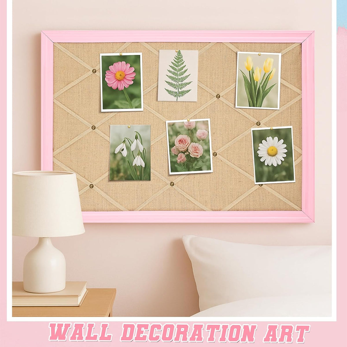 DoubleFill Pink Bulletin Board 21"×27" Linen Fabric Decorative Boar...