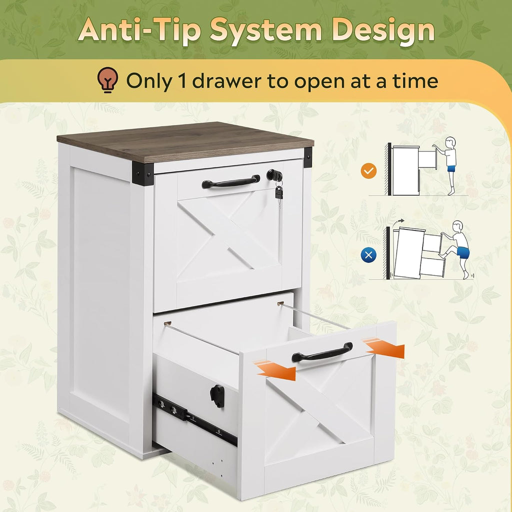 devaise 2-drawer file cabinet with lock, wood office on a desk or shelf