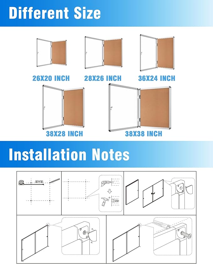 Mifuro 2 Pack 28"x26" Enclosed Bulletin Board, Lockable Weather-Resistant - Image 4