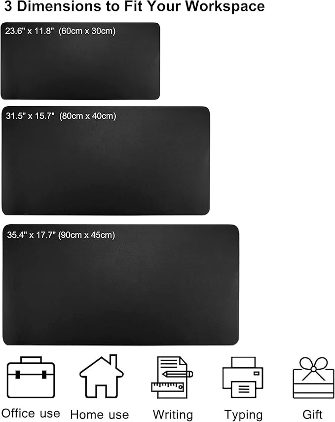 SUJAYU Dual Sided PU Leather Desk Pad, Mouse Pad, Office Desk Mat, Non-Slip - Image 2