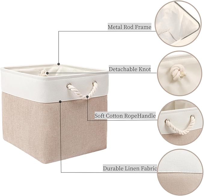 Mangata Canvas Storage Boxes, 11.8 Inch Cube Storage Bins Set of 6 - Image 5