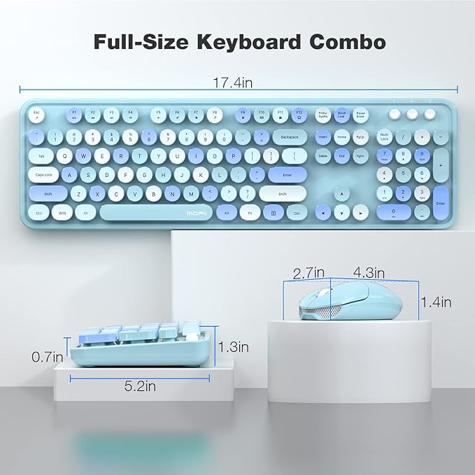 MOFII Wireless Keyboard and Mouse Combo, Retro Keyboard - Image 7