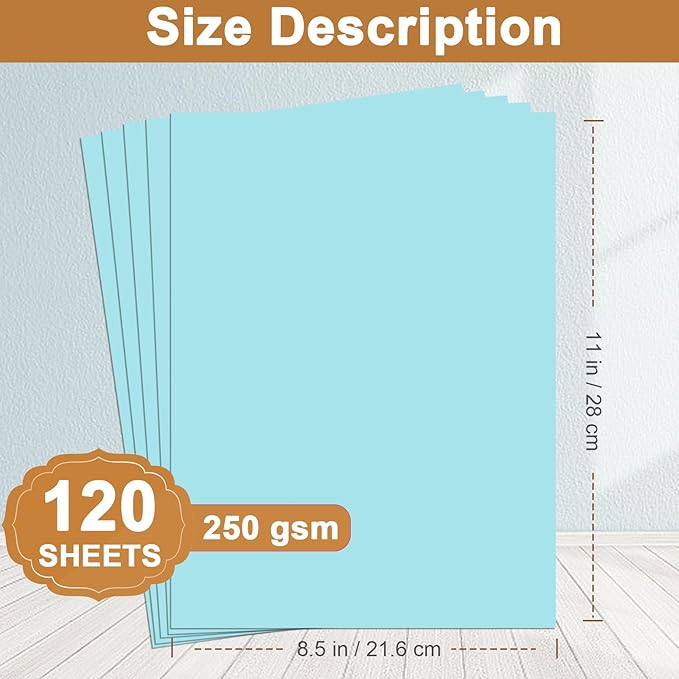 Silunkia 120 Sheets Light Blue Cardstock 8.5 x 11 Craft Paper, 250gsm/92lb - Image 2