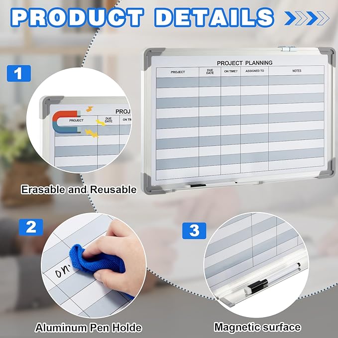 Lincia Project Planning Dry Erase Whiteboard Magnetic Dry Erase Board - Image 3