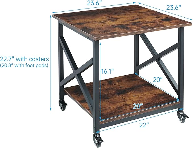 Fannova Large Printer Stand, 23.6 x 23.6 x 22.6 Inches Square Printer Table - Image 2