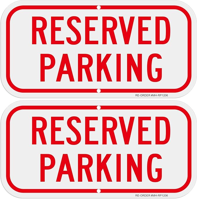 2 Pack Reserved Parking Signs, 12x6Inch Aluminum Reserved Sign, UV Protected by MINGHONGSIGNS