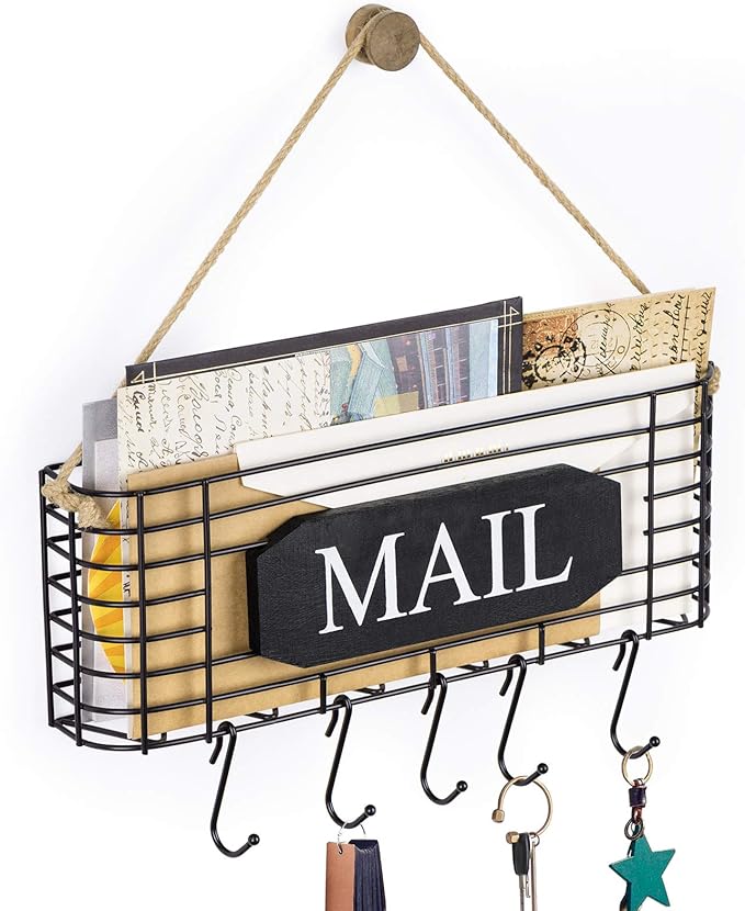 SRIWATANA Rustic Mail Key Holder, Mail Organizer Wall Mount by SRIWATANA