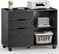 dumos 3 drawer rolling file cabinet, wood printer, main product view