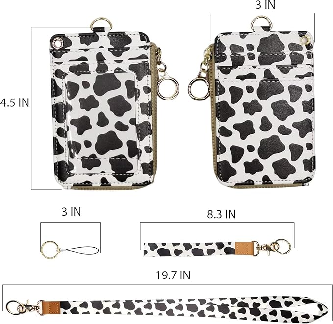 Cow Print Badge Holder, Leather Id Badge Holders - Image 5