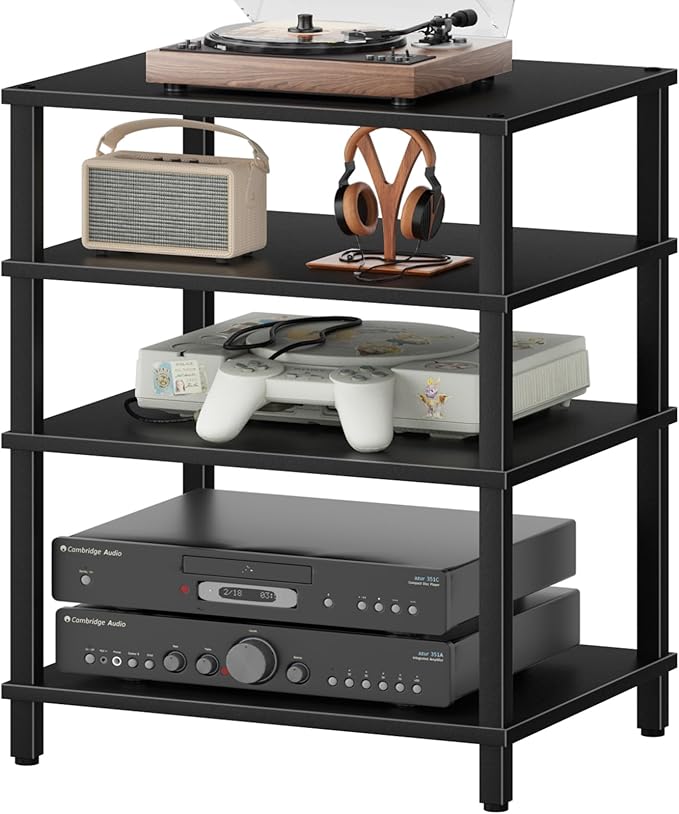 4-Tier AV Media Player Stand, Modern Stereo Cabinet, Wooden TV Stand, Game by LELELINKY