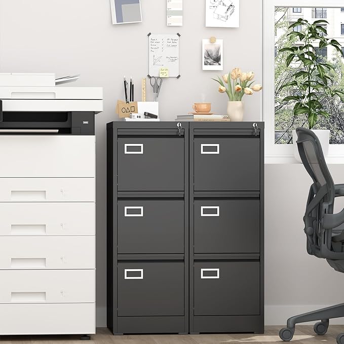 Lockable Vertical Metal File Cabinet 3 Drawer, Steel Filing Cabinet - Image 2