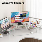hemudu dual monitor stand -adjustable length and angle, side view