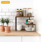 Vrisa Desk Shelf Organizer Rotating Corner Rack 2 Tier Rotating Desktop Shelf - Image 2