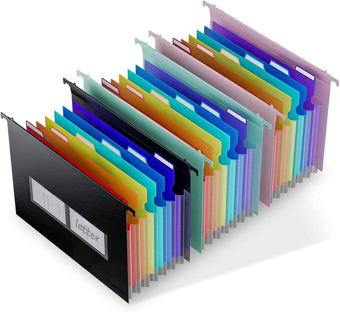ThinkTex Plastic Expanding Hanging File Folders, 7 Innovative 1.2" Accordion by ThinkTex