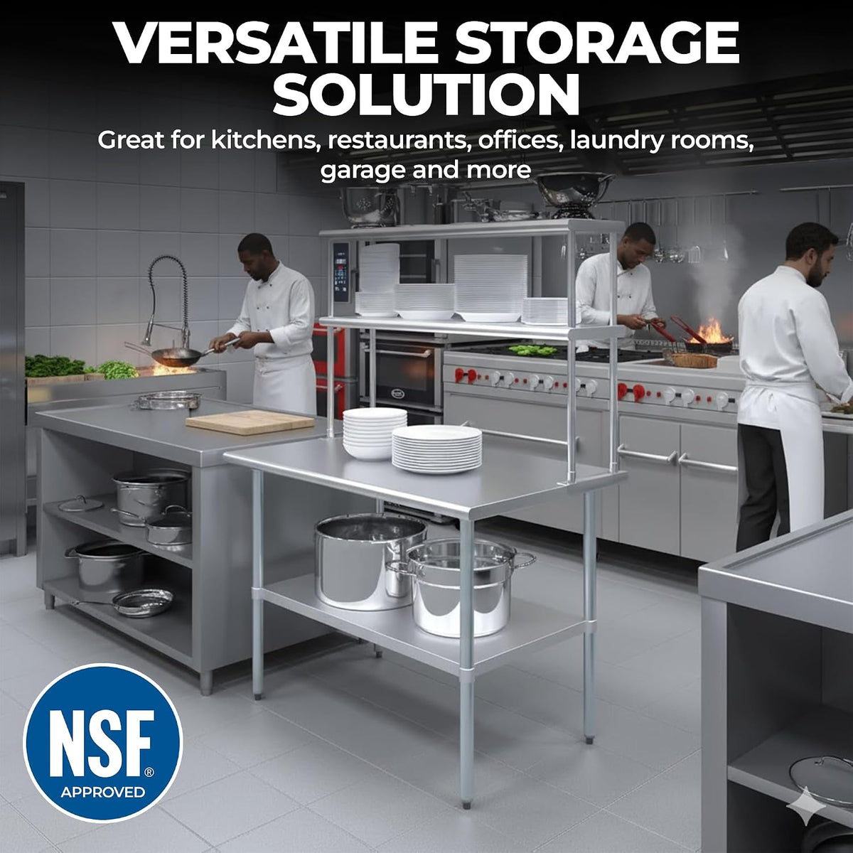60" x 18" Stainless Double Overshelf, 140 lb/Shelf - Express KitchQ...