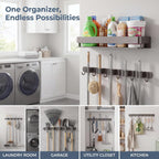 24 inch mop and broom holder wall mount, side view