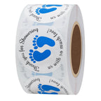 Hybsk 1.5 Inch Round Baby Shower Stickers, Thank You for Showering Us with So Much Love Blue Foot Print Total 500 Labels Per Roll (Blue Footprint)