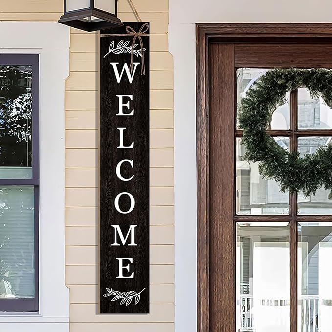 Welcome Porch Sign Decor Wooden Hanging Sign Door Porch Standing Decorative - Image 5