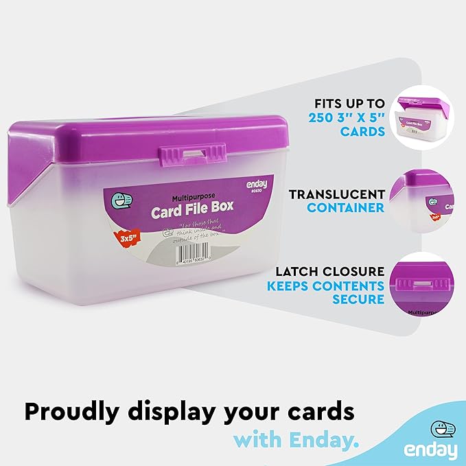 Enday Index Card Holder Purple, 3x5 Note Flash Card Organizer Case, Index Card - Image 3
